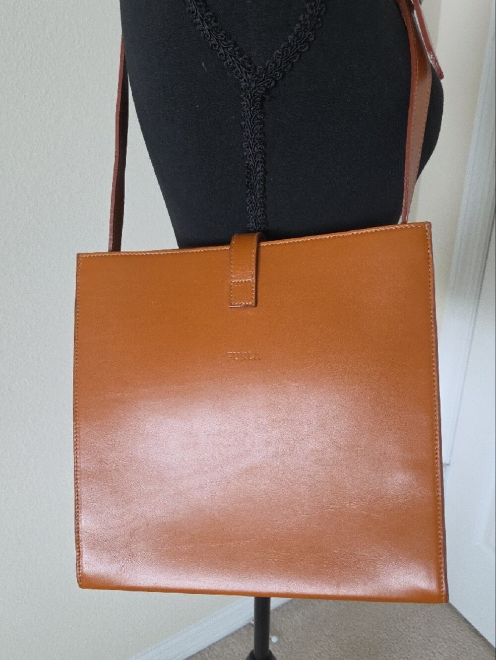 Furla Cognac Leather Shoulder Bag - Picture 3 of 3